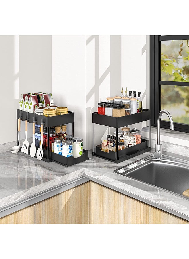 SKY-TOUCH - SKY-TOUCH 1pc Under Sink Shelf Storage Organiser with Sliding Pull Out Drawer,Double Sliding Under Bathroom Cabinet Organization, Kitchen Storage - Image 1