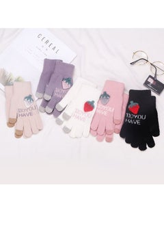 Generic Women glove s girly mobile screen touch fingers winter wool gloves  - Image 4