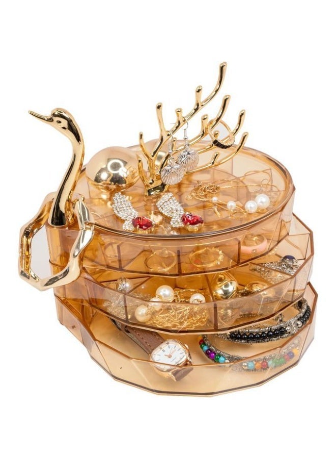 3-Layers Acrylic Swan Shaped Jewelry Box ,Dustproof, Antioxidant, Multi-Layer Compartment, Rotatable, Sensitive,. Lightweight Luxury Pattern - Image 1
