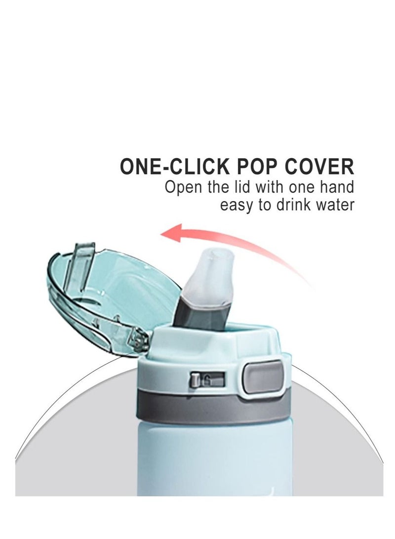 Excefore Sports Water Bottles Cup for Kids, Drinking Bottle Cups 16oz, BPA-Free Leak-Proof with Water Inspirational Tick Marks, Suitable for Travel Sports Gym(Pink-Blue) - Image 5