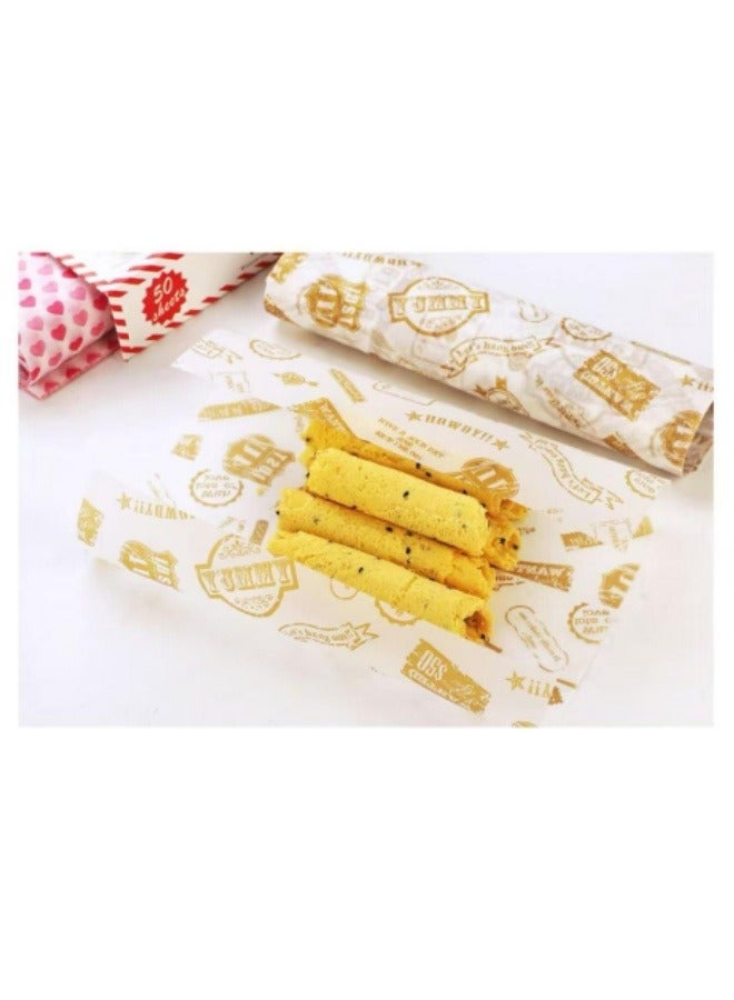 50 Sheets Of Wax Paper Food Wrapping Paper Cake Dessert Oil-Proof Paper Pad Baking Wax Paper - Image 2