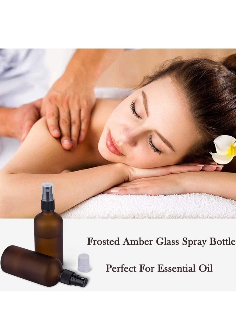 SYOSI Amber Essential Oil Bottles, Small Fine Mist Glass Spray Empty Frosted for Oils Watering Flowers Cleaning(3.4 oz, Set of 2) - Image 3