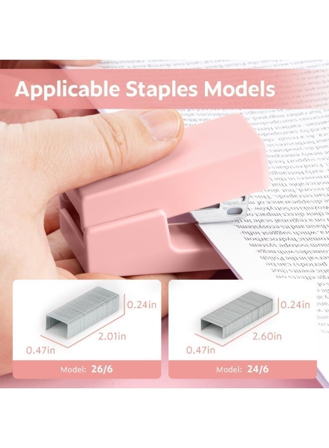 Deli Mini StaplerMini Stapler with 640 Standard Staples, 12 Sheet Capacity Desktop Stapler for Student, Office,Pink - Image 3