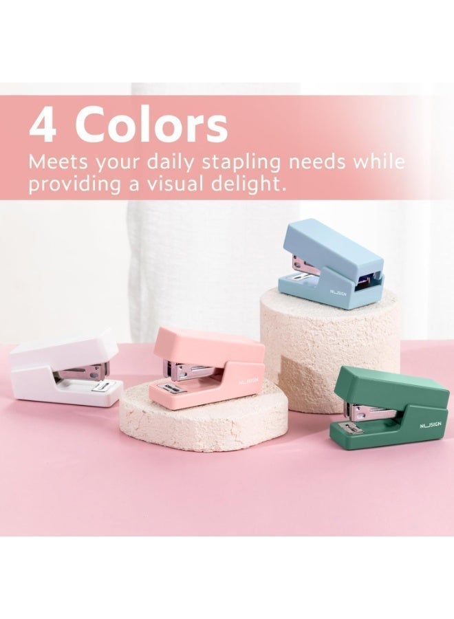 Deli Mini StaplerMini Stapler with 640 Standard Staples, 12 Sheet Capacity Desktop Stapler for Student, Office,Pink - Image 2