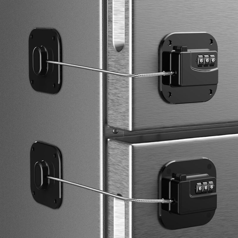2 Pack Universal Door Lock, Combination Lock for Cabinets, Drawers, Refrigerators & Most Doors, Heavy Duty, No Drill Easy Install  (Black) - Image 1