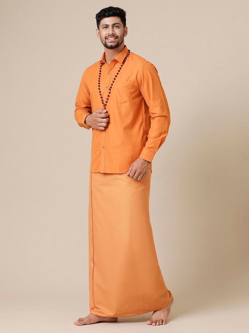 RAMRAJ COTTON قميص قطني كامل الأكمام للرجال من رامراج مع دهوتي (كافي; 42) - Image 2
