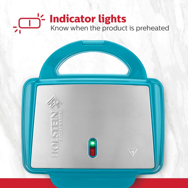 Holstein Housewares آلة صنع الكعك الكهربائية غير لاصقة من هولشتاين هاوسويرز - تصنع 6 كعكات، مافن، أكواب بيتزا، لفائف القرفة - مثالية للهدايا، أعياد الميلاد، العطلات، أو مبيعات الخبز، لون تركوازي - Image 3