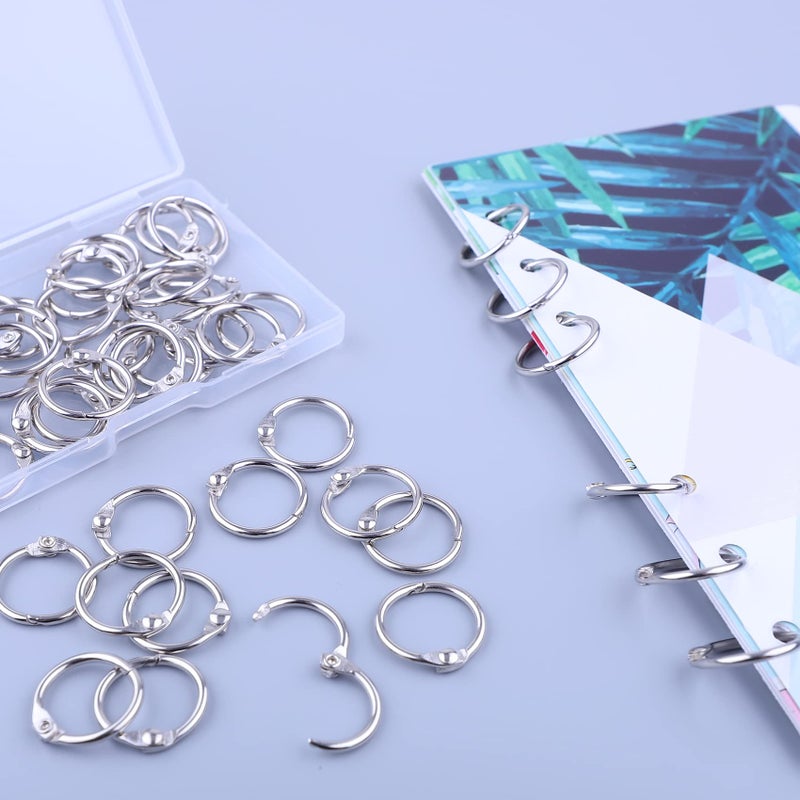 AKONEGE 0.75 Inch Loose Leaf Binder Rings, (50 Pack) Small Office Book Rings, Nickel Plated Steel Binder Rings, Keychain Key Rings, Metal Book Rings, Index Card Rings Silver, for School, Home, Office - Image 3