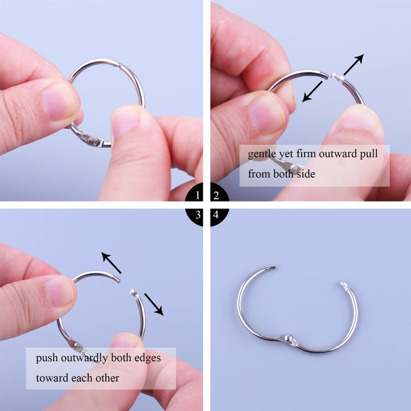 AKONEGE 0.75 Inch Loose Leaf Binder Rings, (50 Pack) Small Office Book Rings, Nickel Plated Steel Binder Rings, Keychain Key Rings, Metal Book Rings, Index Card Rings Silver, for School, Home, Office - Image 4