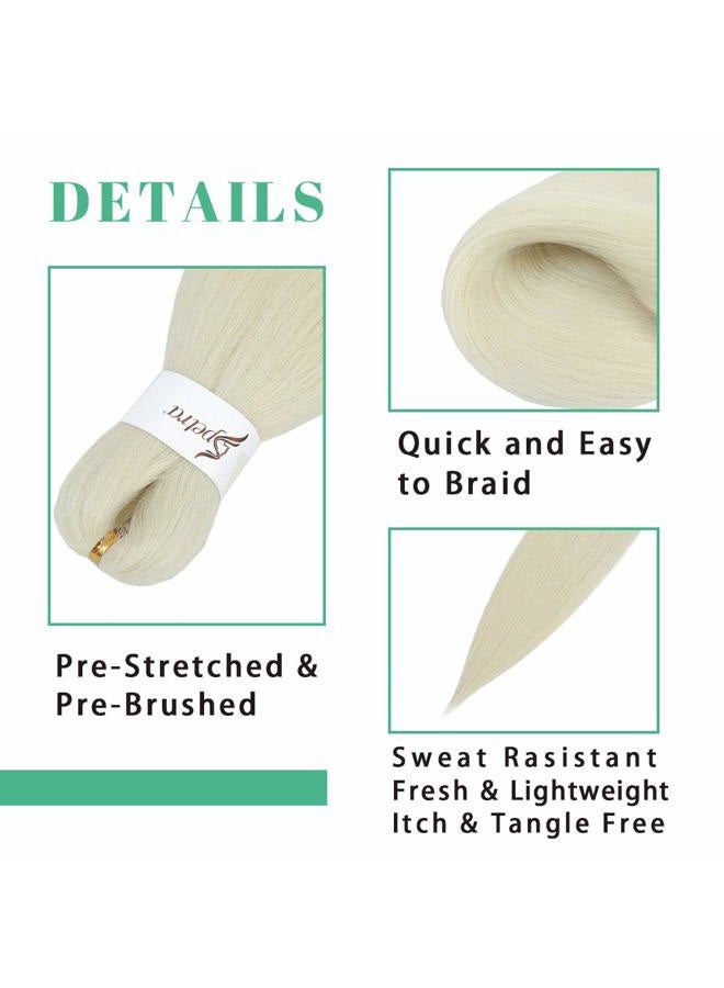 SOKU [MULTI PACKS DEAL] Spetra Platinum Blonde Pre Stretched Braiding Hair Extensions 24 Inch - 8 Bundles Synthetic Crochet Braids 613 Knotless Natural EZ Box Braids Hair Professional Soft Yaki Straight - Image 4