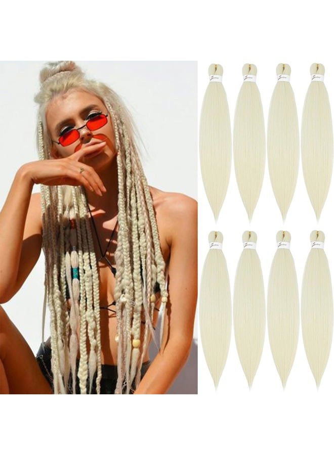 SOKU [MULTI PACKS DEAL] Spetra Platinum Blonde Pre Stretched Braiding Hair Extensions 24 Inch - 8 Bundles Synthetic Crochet Braids 613 Knotless Natural EZ Box Braids Hair Professional Soft Yaki Straight - Image 1