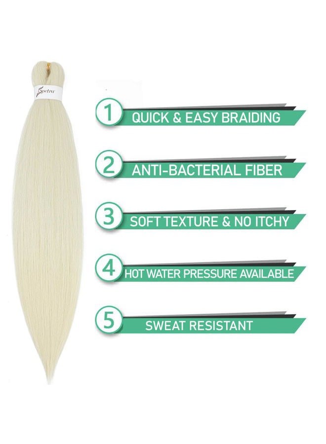 SOKU [MULTI PACKS DEAL] Spetra Platinum Blonde Pre Stretched Braiding Hair Extensions 24 Inch - 8 Bundles Synthetic Crochet Braids 613 Knotless Natural EZ Box Braids Hair Professional Soft Yaki Straight - Image 3