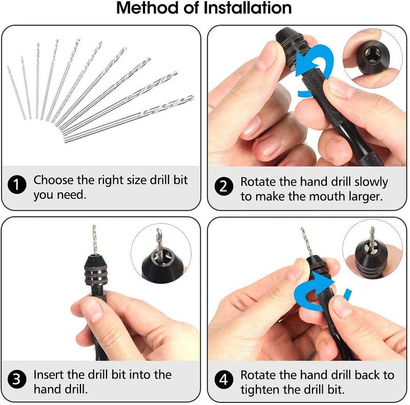 KANAbee Hand Twist Drill Bits SetPrecision Pin Vise Micro Mini Twist Drill Bits with 25Pcs Drills for Metal Wood Jewelry Delicate Manual Work Electronic Assembling and Model Making DIY Drilling - Image 4