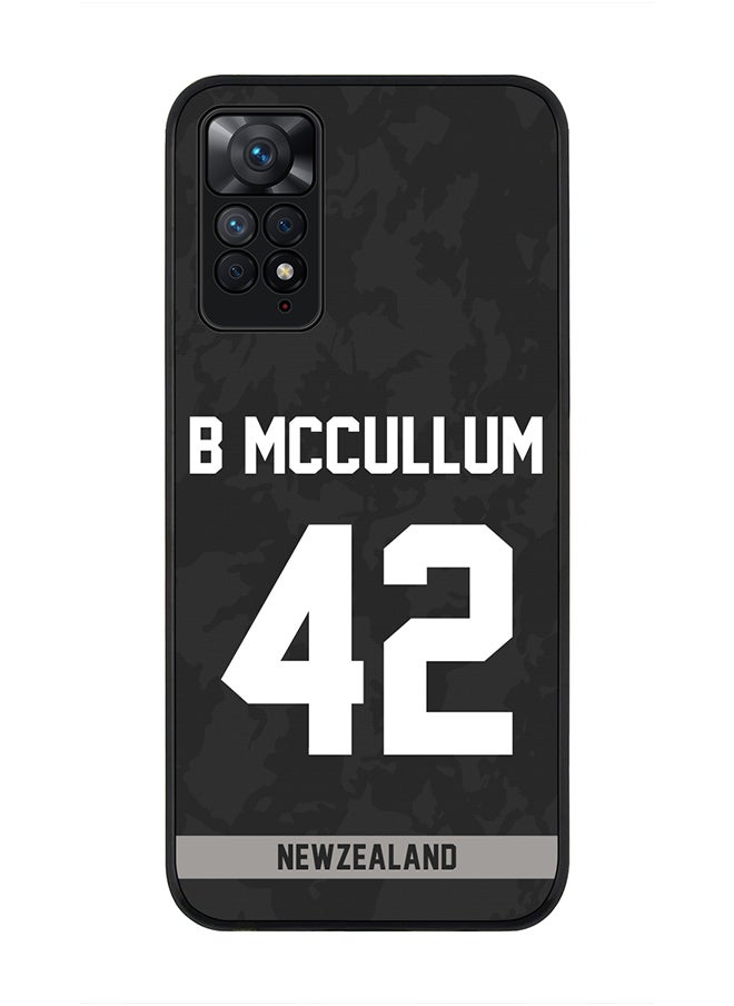 Stylizedd - Rugged Black Edge Case for Redmi Note 11 Pro 5G, Slim fit Soft Case Flexible thin Cover - Player Name - Brendon McCullum, Jersey Number- 42 - Image 1