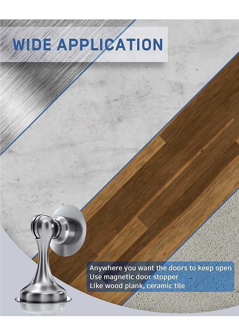 Magnetic Door Stop Stainless Steel 201 Door Catch Holder No Drill Doorstop with 3m Self Adhesive Tape Screws for Stronger Wall Floor Mount Hold Door Open  - Image 4