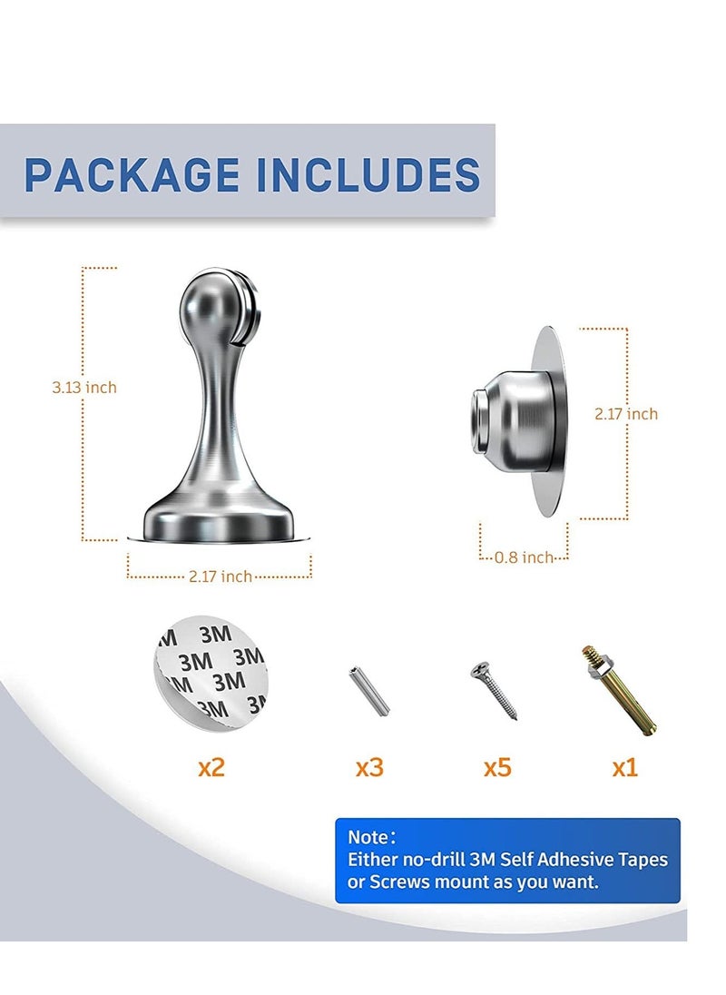 Magnetic Door Stop Stainless Steel 201 Door Catch Holder No Drill Doorstop with 3m Self Adhesive Tape Screws for Stronger Wall Floor Mount Hold Door Open  - Image 5
