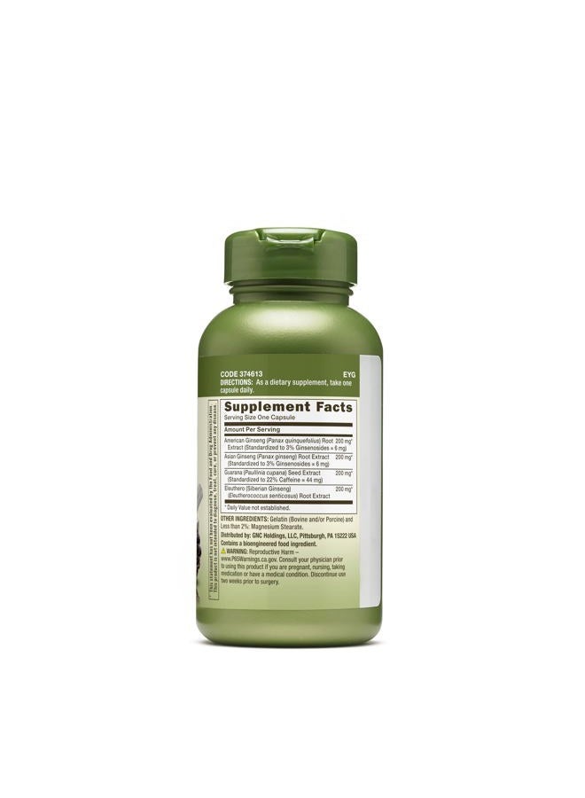 GNC هيربال بلس تريبل جينسا راش، 100 كبسولة، يدعم الحيوية والطاقة - Image 2