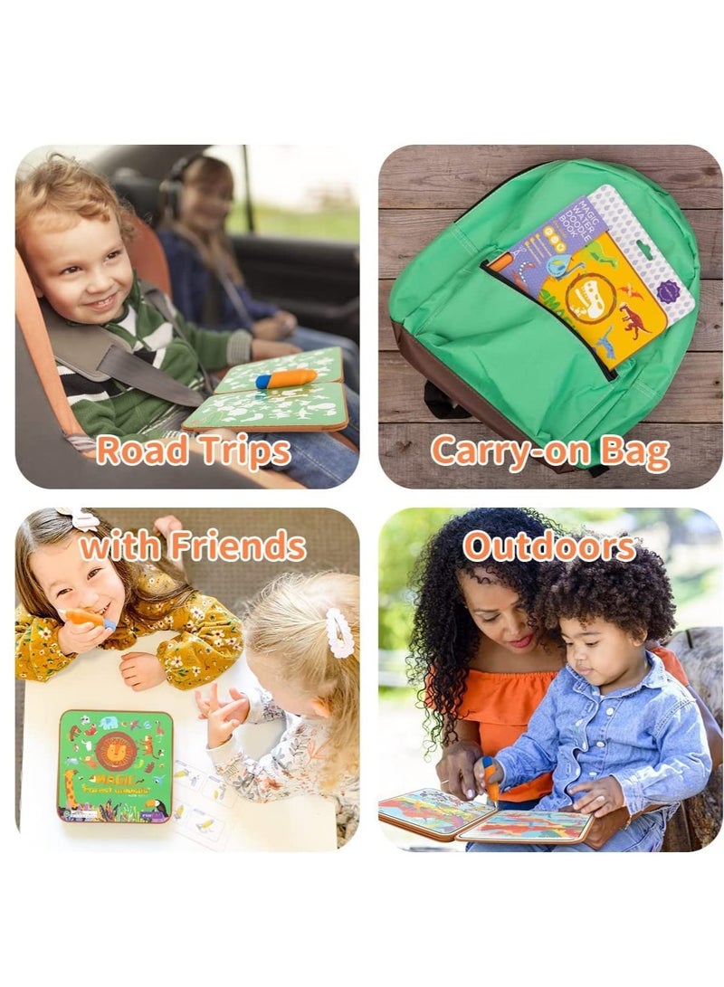 KASTWAVE كتب رسم بالماء، كتاب نشاط رسم يدوي قابل لإعادة الاستخدام، لوحة رسم بدون فوضى، كتب تلوين بقلم الماء للأطفال (حيوانات الغابة) - Image 5