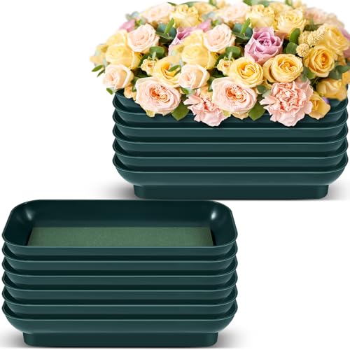 Sabary 12 Pack Large Size 10 x 4 Inch Floral Bowls for Flower Arrangements Flower Foam with Bowl Kit with Floral Foam Blocks for Table Party Wedding Festival Flowers Rectangle - Image 1