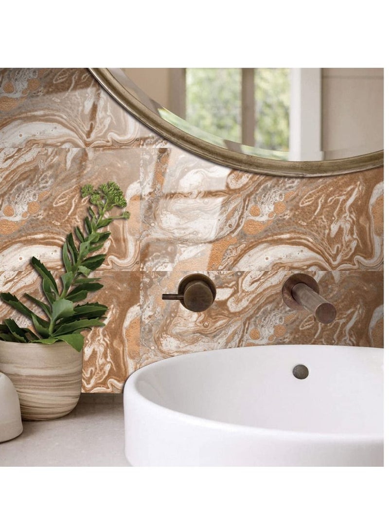 Y&D Marble Tile Stickers, 16 Pcs Stickers Adhesive, Luxury New PVC Waterproof Oil Proof DLY Self Adhesive Stick, Floor Wall Decal Sticker, Kitchen Bathroom Backsplash Home Decor  - Image 3