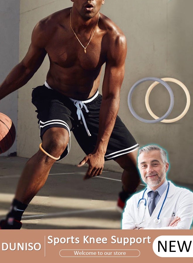 DUNISO 2 Pcs Knee Brace for Running and Sports, Silicone Knee Brace for Pain Relief, Tendonitis and Jumper's Knee, Adjustable Knee Support Bands for Basketball, Soccer, Volleyball, Football, and Running Sports - Image 1