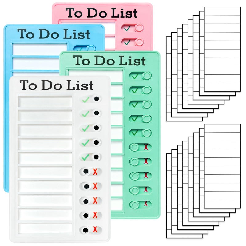 Tsytyst 4 Pieces Chore Chart for Kids Multiple Kids - Sliding Routine Chart: Reusable to Do List, RV Checklist, Planning Board, Visual Schedule, and Reminder (Multicolored) - Image 1