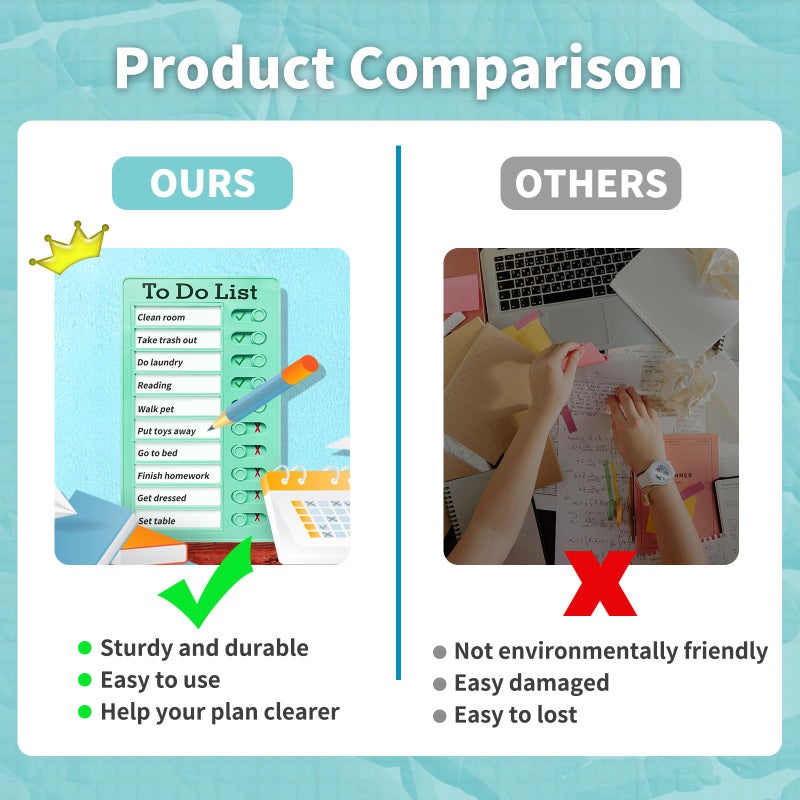 Tsytyst 4 Pieces Chore Chart for Kids Multiple Kids - Sliding Routine Chart: Reusable to Do List, RV Checklist, Planning Board, Visual Schedule, and Reminder (Multicolored) - Image 4