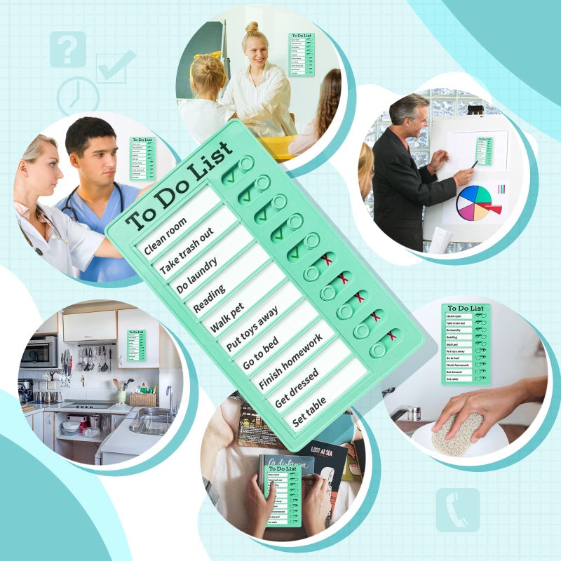 Tsytyst 4 Pieces Chore Chart for Kids Multiple Kids - Sliding Routine Chart: Reusable to Do List, RV Checklist, Planning Board, Visual Schedule, and Reminder (Multicolored) - Image 2