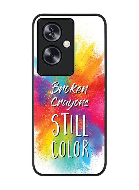 Rugged Black Edge Case for Oppo A79 5G, Slim fit Soft Case Flexible Rubber Edges Anti Drop TPU Gel Thin Cover - Broken Colors