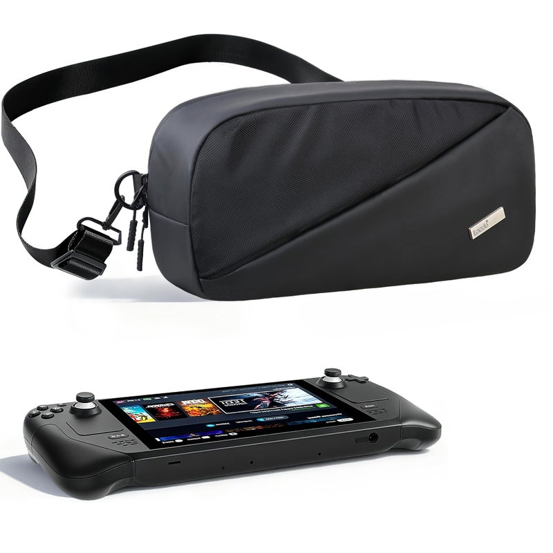 Lacdo Carrying Case for Nintendo Switch 2 Steam Deck OLEDROG Xbox Ally X Storage Portable Bag Protective Crossbody Sling Bag Steamdeck Case Switch 2 Case Bag Fit Console Accessories Black - Image 2