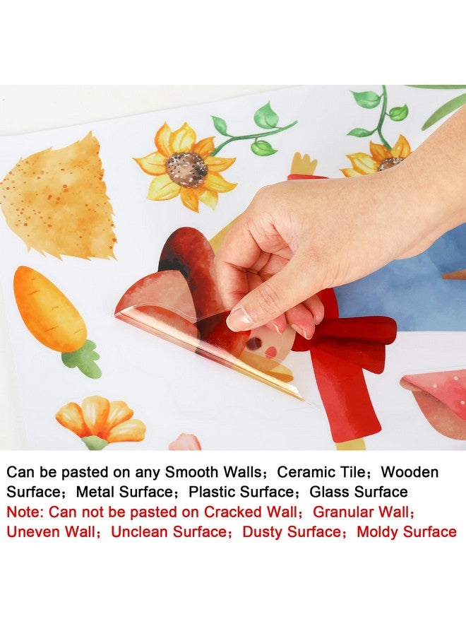 Whaline 8 Sheet Farm Animal Wall Stickers Cute Cartoon Farm Animals Wall Decals Watercolor Sheep Cow Pig Wall Stickers Waterproof Wall Decorations for Bedroom Nursery Playroom Living Room Decor - Image 3