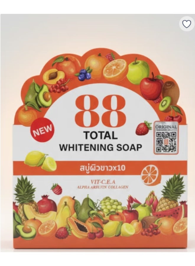 88 Total Whitening Soap 80 g Vitamin C E A Alpha Arbutin Collagen Brightening Moisturizing Anti Dark Spots Skin Care Face and Body Soap