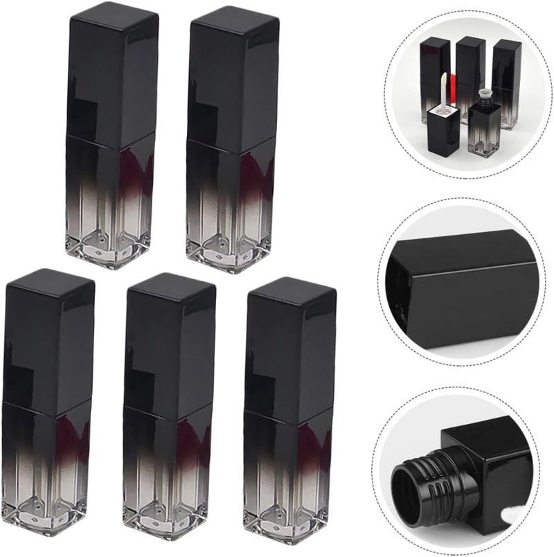 Outanaya 5pcs Square Lip Gloss Tubes Uv Black Gradient Color Empty Refillable Containers for Lightweight and Washable for Travel and Makeup Storage - Image 3