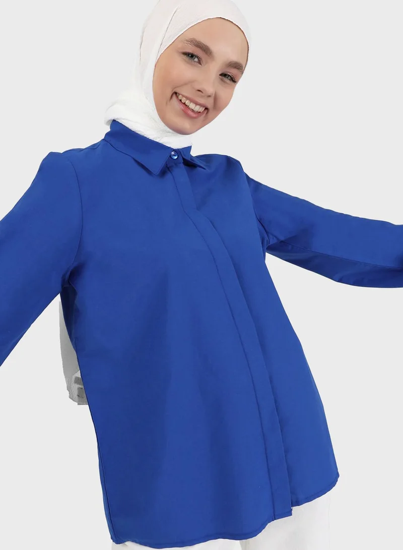 Refka by modanisa Puff Sleeve Button Down Shirt