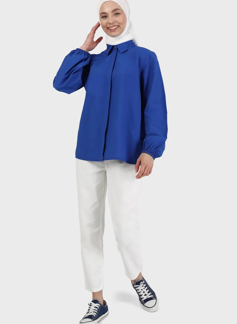 Refka by modanisa Puff Sleeve Button Down Shirt