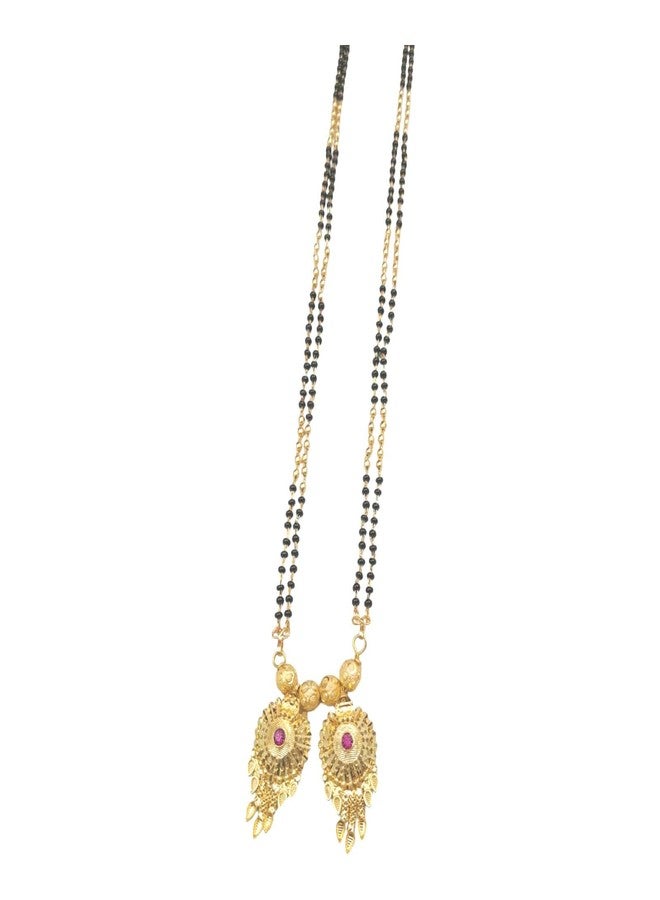 Swaroop Designer Mangalsutra For Women Stylish New Gold Plated Mangalsutra Long Size Heavy Design Long Black Bead Chain 199 - Image 1