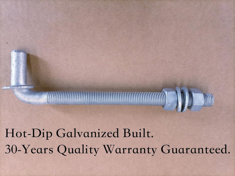 Firofend J-Bolt Gate Hinge, Hot-dip Galvanized J Bolt with 5/8" Gate Hinge. Farm Gate Hinges for Chain Link Fence Mostly Used in Frams, Back Yard, Frence Etc. Include Nut Washer (9"(4PCS)) - Image 5