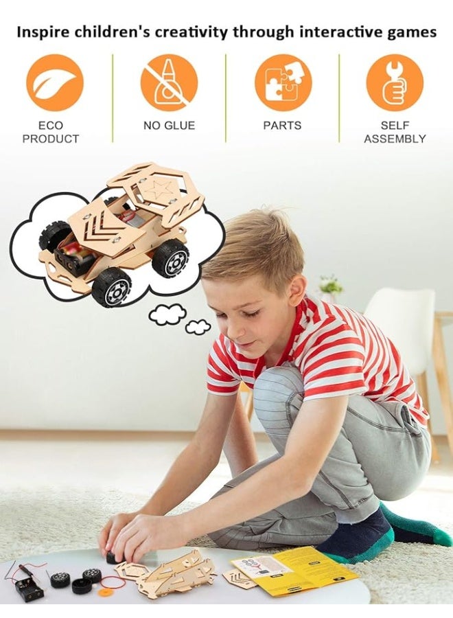 Poraxy 5 in 1 STEM Kits for Kids Ages 8-10, Science Building Projects Crafts for Boys 8-12, Wooden Model Car Kits, Toys for Ages 8-13, 3D Puzzles, Gifts for 7 8 9 10 11 12 13 Year Old Boys and Girls - Image 4