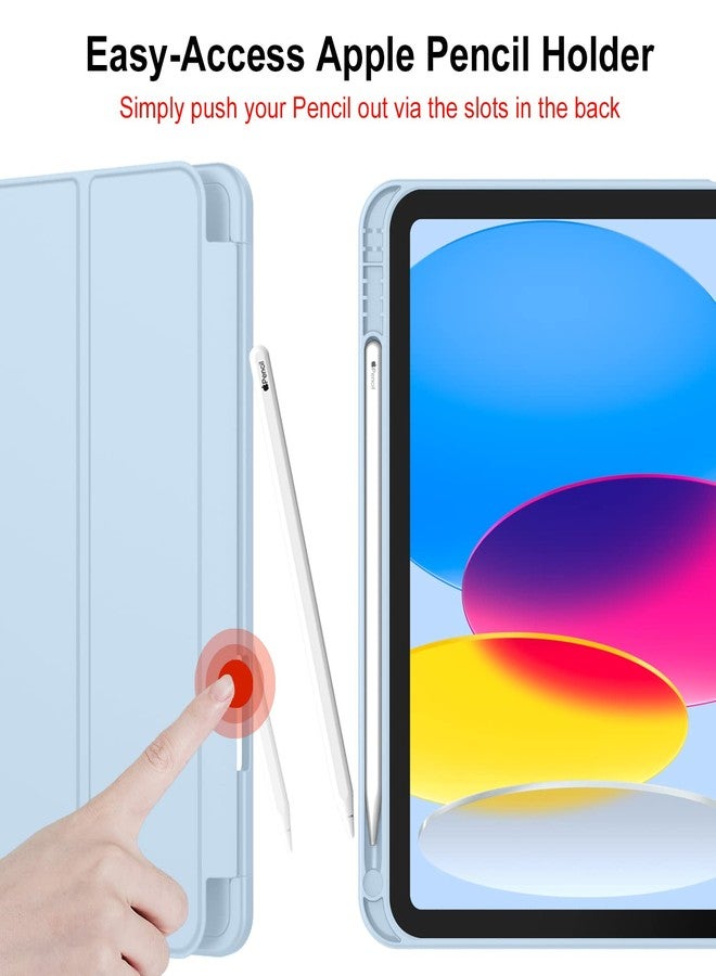 iMieet جراب iMieet لجهاز iPad (A16) من الجيل الحادي عشر/الجيل العاشر [11 بوصة 2025/10.9 بوصة 2022] مع حامل قلم، غطاء ذكي ثلاثي الطي مع ظهر TPU ناعم، خاصية التشغيل/الإيقاف التلقائي (أزرق سماوي) - Image 5