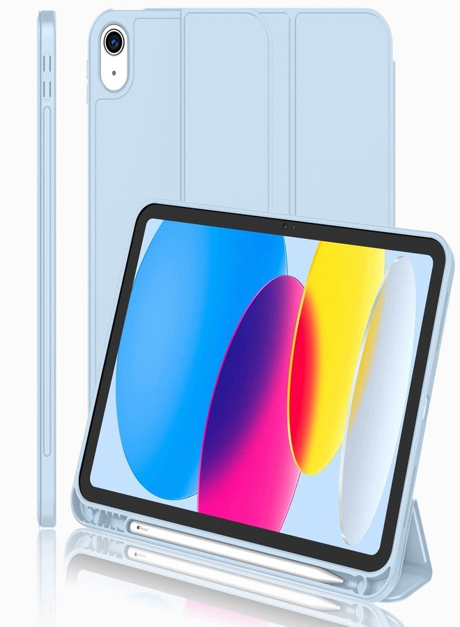 iMieet جراب iMieet لجهاز iPad (A16) من الجيل الحادي عشر/الجيل العاشر [11 بوصة 2025/10.9 بوصة 2022] مع حامل قلم، غطاء ذكي ثلاثي الطي مع ظهر TPU ناعم، خاصية التشغيل/الإيقاف التلقائي (أزرق سماوي) - Image 1