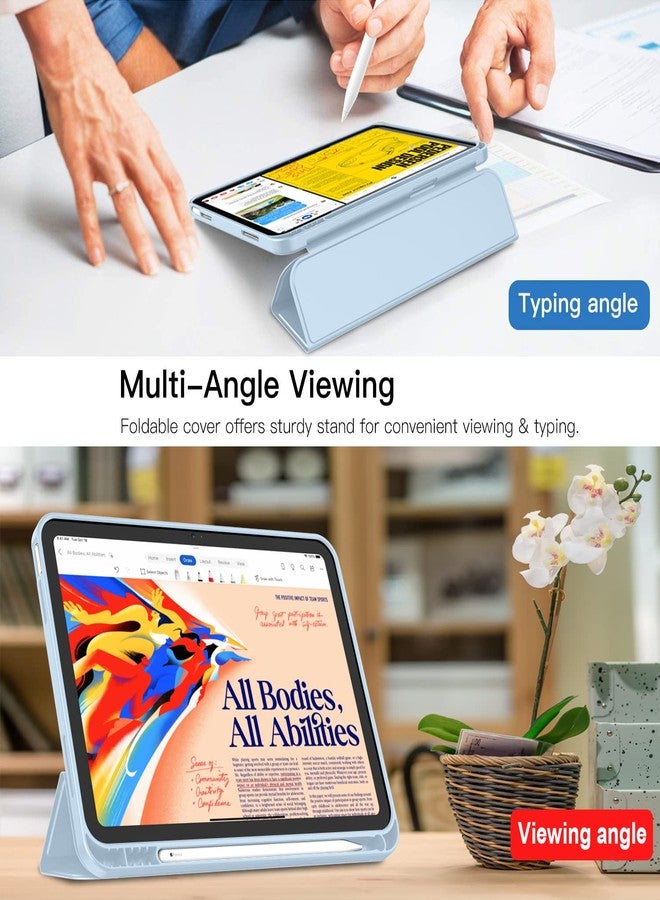 iMieet جراب iMieet لجهاز iPad (A16) من الجيل الحادي عشر/الجيل العاشر [11 بوصة 2025/10.9 بوصة 2022] مع حامل قلم، غطاء ذكي ثلاثي الطي مع ظهر TPU ناعم، خاصية التشغيل/الإيقاف التلقائي (أزرق سماوي) - Image 3