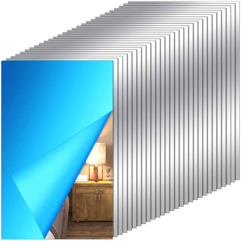 Tuanse 80 Piece Flexible Plastic Mirror Sheets for Home Decoration Wall Mount Rectangular 9 x 6 Inch