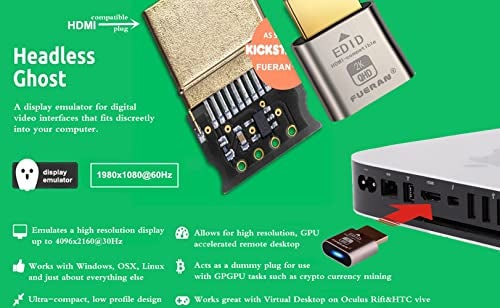FUERAN HDMI Dummy Plug Headless Ghost Display Emulator HDMI-Compatible（Fit Headless-1920x1080 New Generation@60Hz） (HDMI2.0-2K-1P) - Image 2