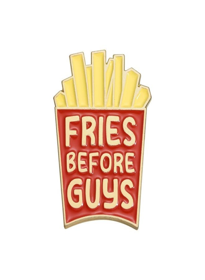 Cykdohy Creative French Fries Brooch for Women Men Funny "Fries Before Guys" Letter Cute Food Enamel Pins Novelty Fastfood Brooches Lapel Pin Badge Jean Collar Bag Hat Clothing Backpacks Jacket Decorate - Image 1