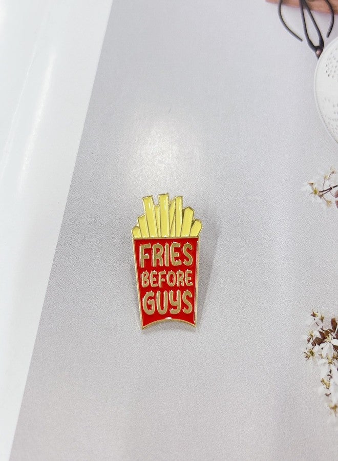 Cykdohy Creative French Fries Brooch for Women Men Funny "Fries Before Guys" Letter Cute Food Enamel Pins Novelty Fastfood Brooches Lapel Pin Badge Jean Collar Bag Hat Clothing Backpacks Jacket Decorate - Image 5