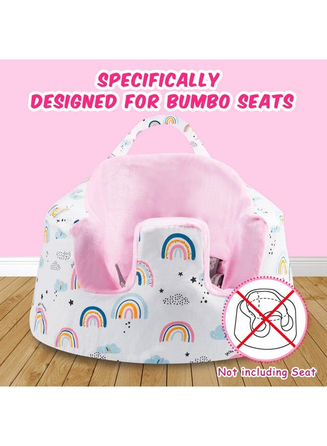 SMTTW Seat Cover Compatible with Bumbo Seat, Summer Cooling Breathable Seat Cover with Portable Hand Belt for Baby Boy Girl (Pink Rainbow) - Image 3