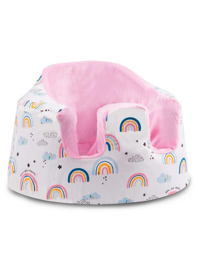 SMTTW Seat Cover Compatible with Bumbo Seat, Summer Cooling Breathable Seat Cover with Portable Hand Belt for Baby Boy Girl (Pink Rainbow) - Image 1