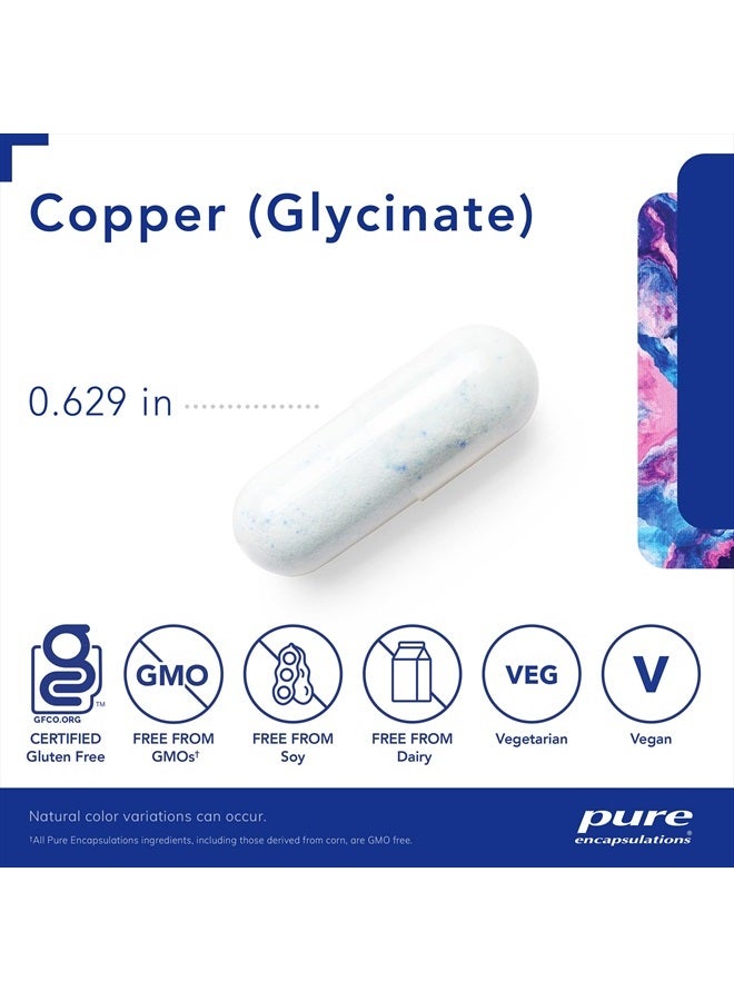 Pure Encapsulations مكمل نحاس جليسينات 60 كبسولة - 2 ملغ من النحاس، يدعم تكوين خلايا الدم الحمراء* - يساعد في عملية الأيض للطاقة - غير معدّل وراثيًا ونباتي - 60 كبسولة - Image 3