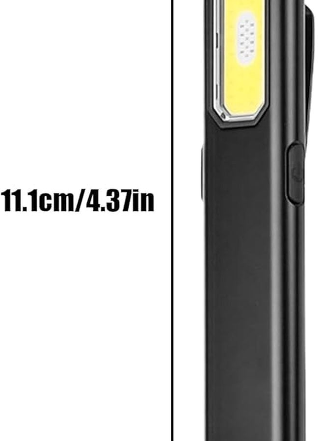 Black Portable LED Flashlight USB Rechargeable Clip On Light For Hiking Camping Travel - Image 3