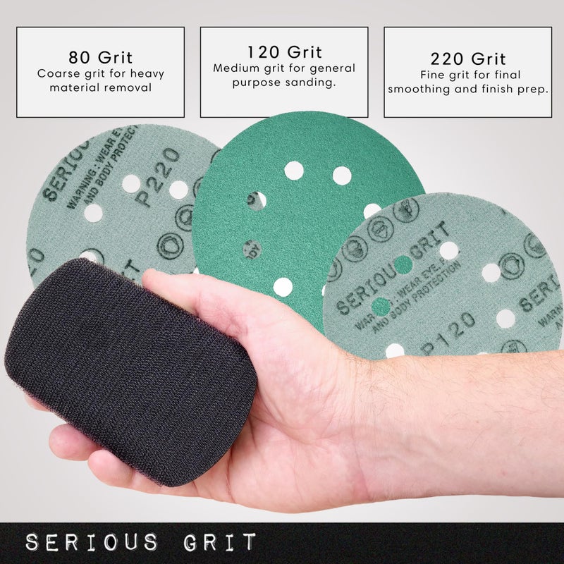 Serious Grit - Lunar Block 5-Inch Hand Sanding Pad - Fits 5" Hook & Loop Sandpaper Discs - Patented Ergonomic Design for Woodworking, Furniture Refinishing, Automotive, Home, Arts & Crafts - Image 3
